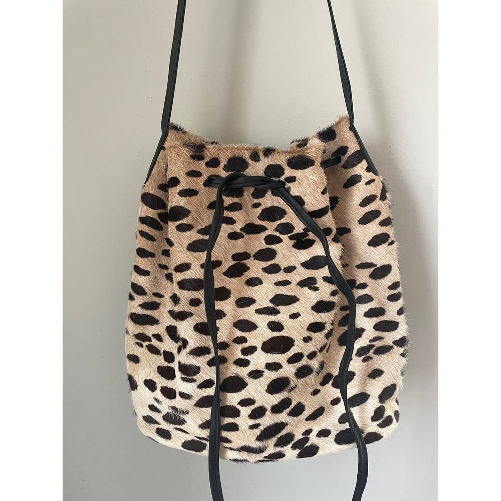 PRIME‎ CUT Ana Leopard Bucket Drawstring Shoulder Bag